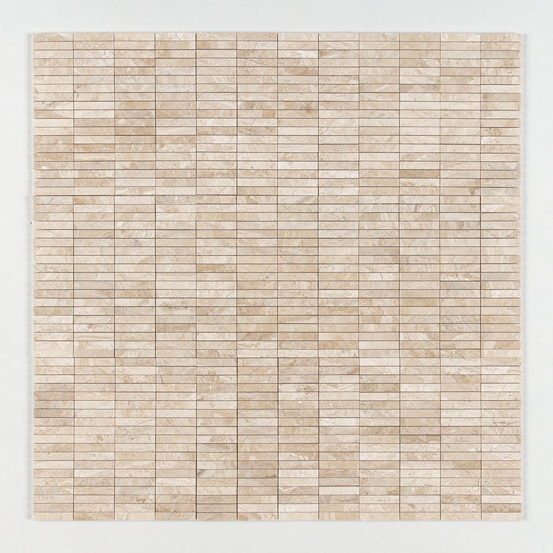 Royal Beige Honed 5/8x3 Marble Mosaics 12x12 Marble Honed 12x12 Mosaics — 1