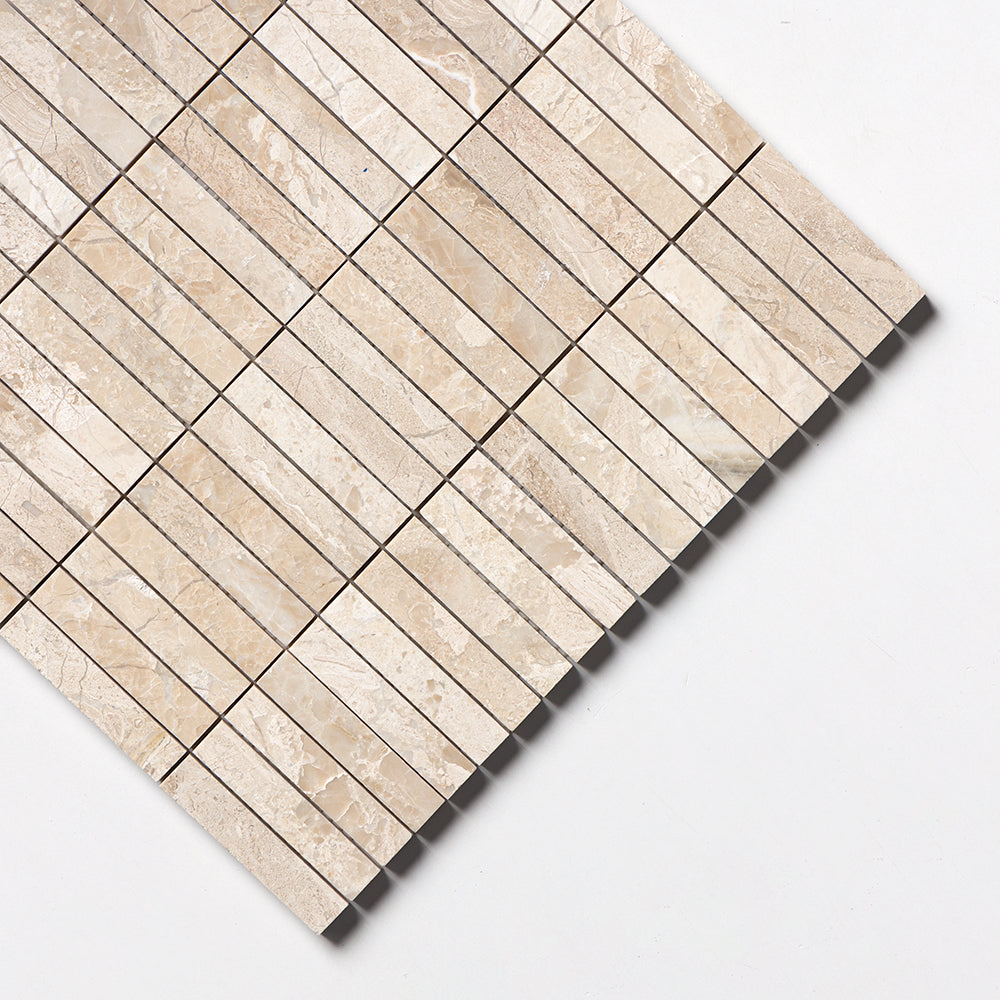 Royal Beige Honed 5/8x3 Marble Mosaics 12x12 Marble Honed 12x12 Mosaics — 3