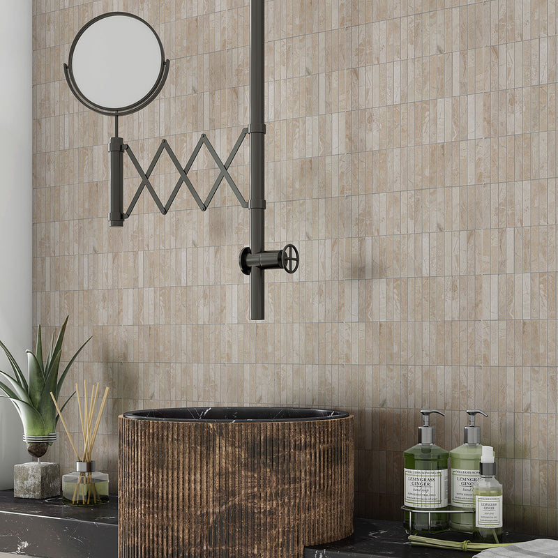 Royal Beige Honed Straight Sticks 5/8x3 Marble Mosaics 11 1/4x12 15/16 Marble 14x14 Mosaics — 2