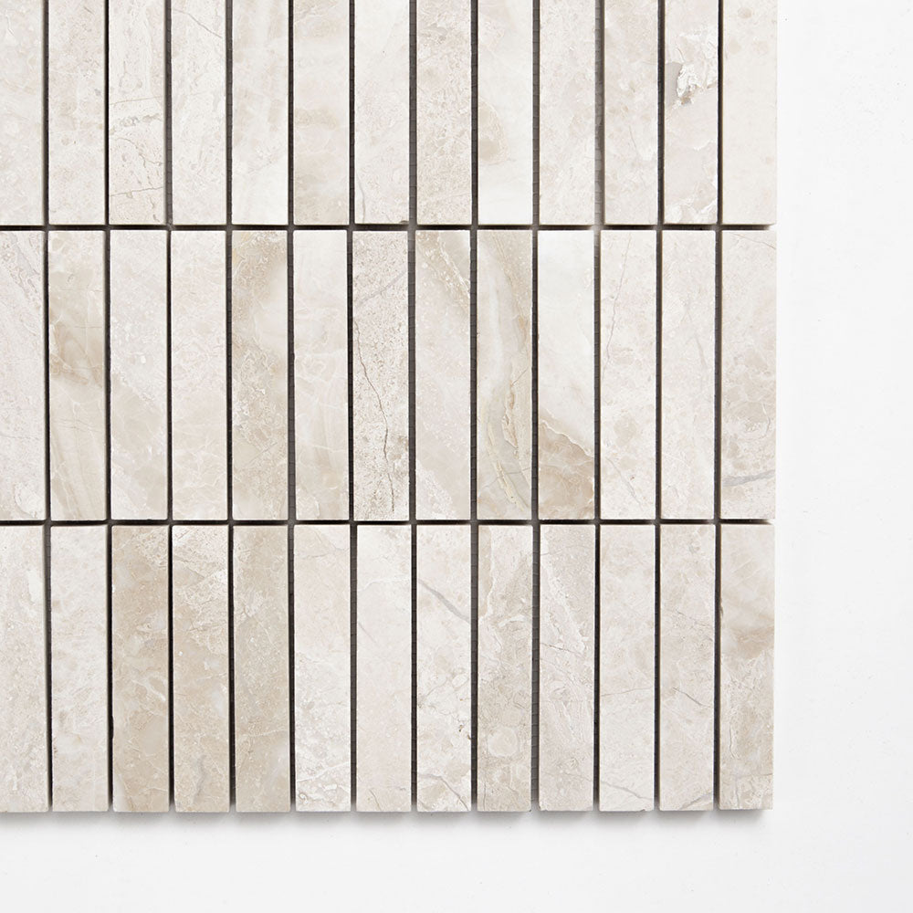 Royal Beige Honed Straight Sticks 5/8x3 Marble Mosaics 11 1/4x12 15/16 Marble 14x14 Mosaics — 1