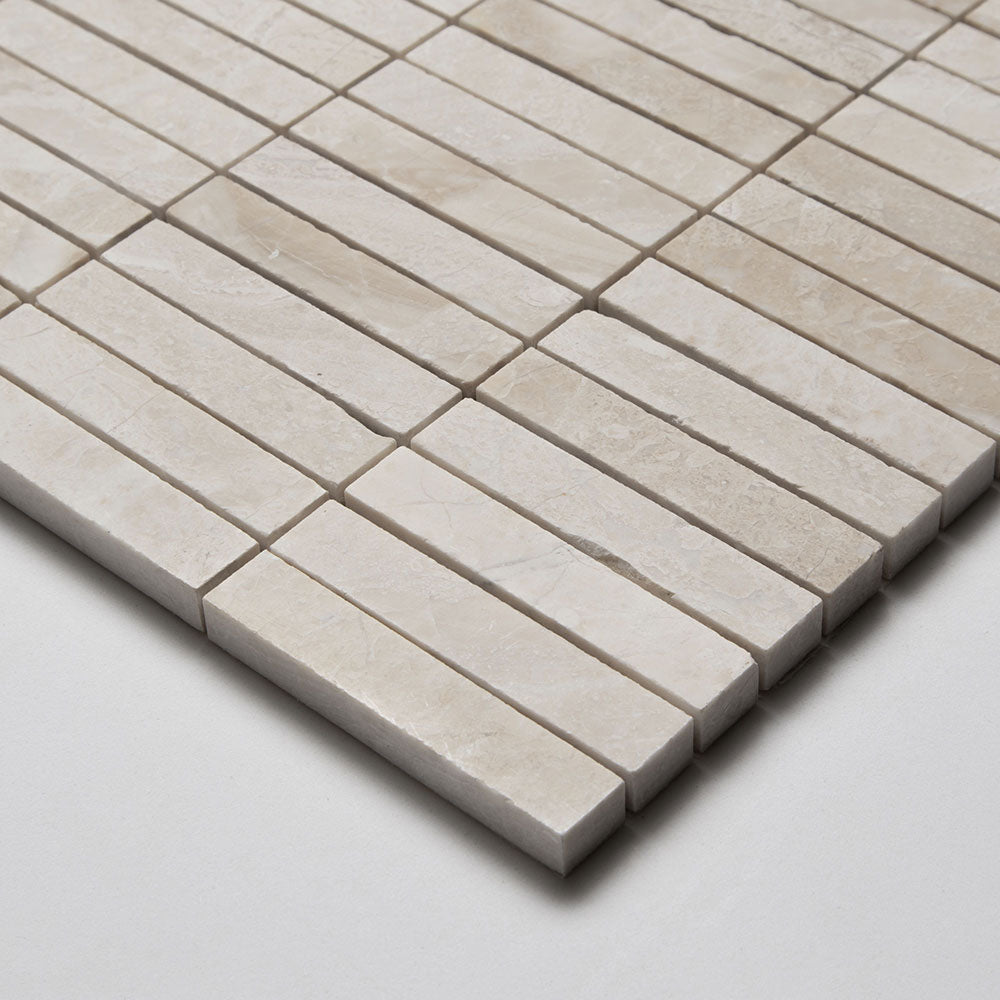 Royal Beige Honed Straight Sticks 5/8x3 Marble Mosaics 11 1/4x12 15/16 Marble 14x14 Mosaics — 3