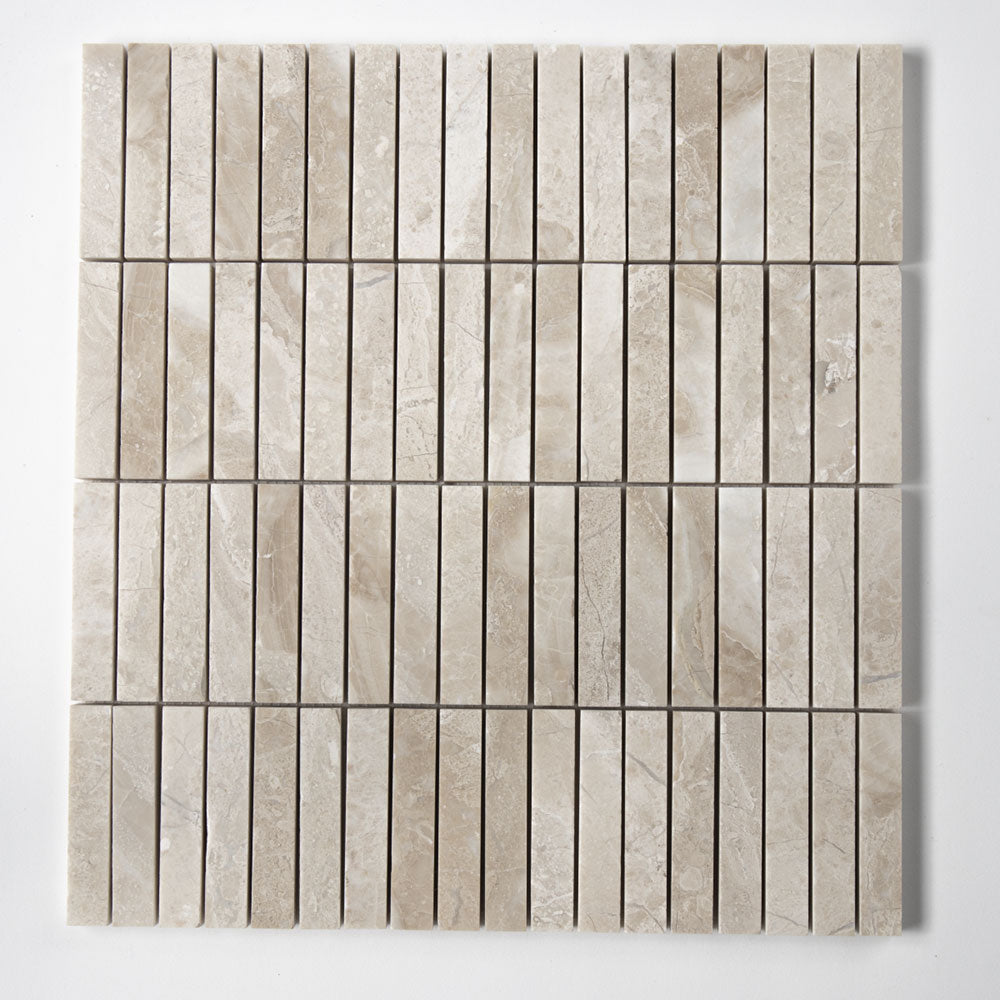 Royal Beige Honed Straight Sticks 5/8x3 Marble Mosaics 11 1/4x12 15/16 Marble 14x14 Mosaics