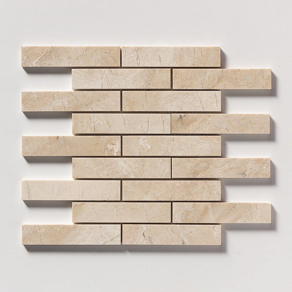 Royal Beige Polished 1 1/4x6 Marble Mosaics 12x12