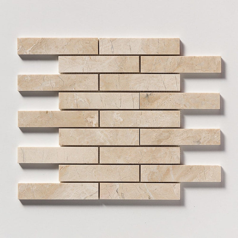 Royal Beige Polished 1 1/4x6 Marble Mosaics 12x12 Marble Polished 12x12 Mosaics