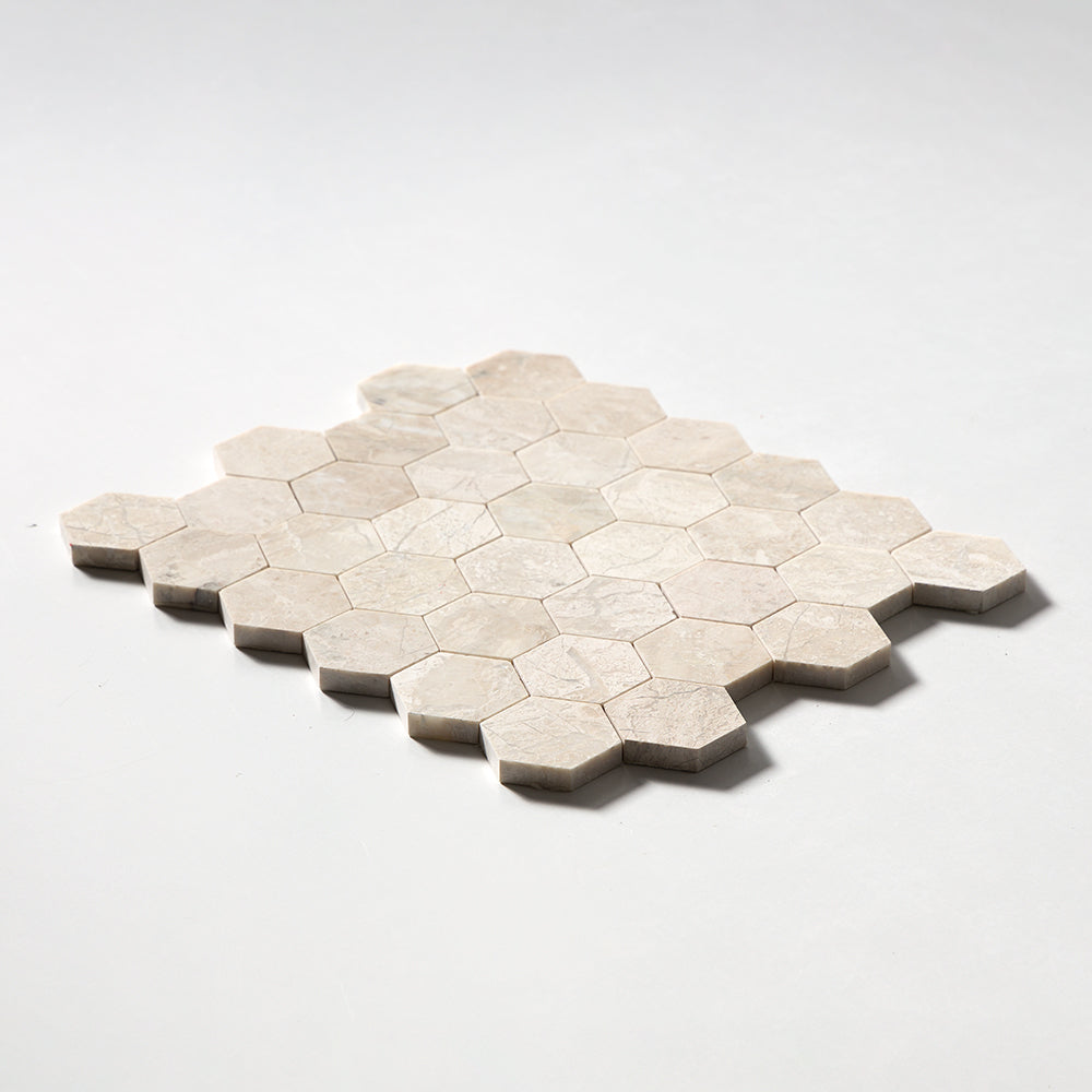 Royal Beige Polished Hexagon Marble Mosaics 10 3/8x12 Marble Polished 12x12 Mosaics — 2