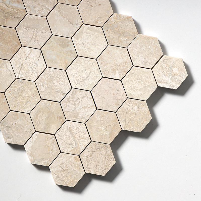 Royal Beige Polished Hexagon Marble Mosaics 10 3/8x12 Marble Polished 12x12 Mosaics — 3