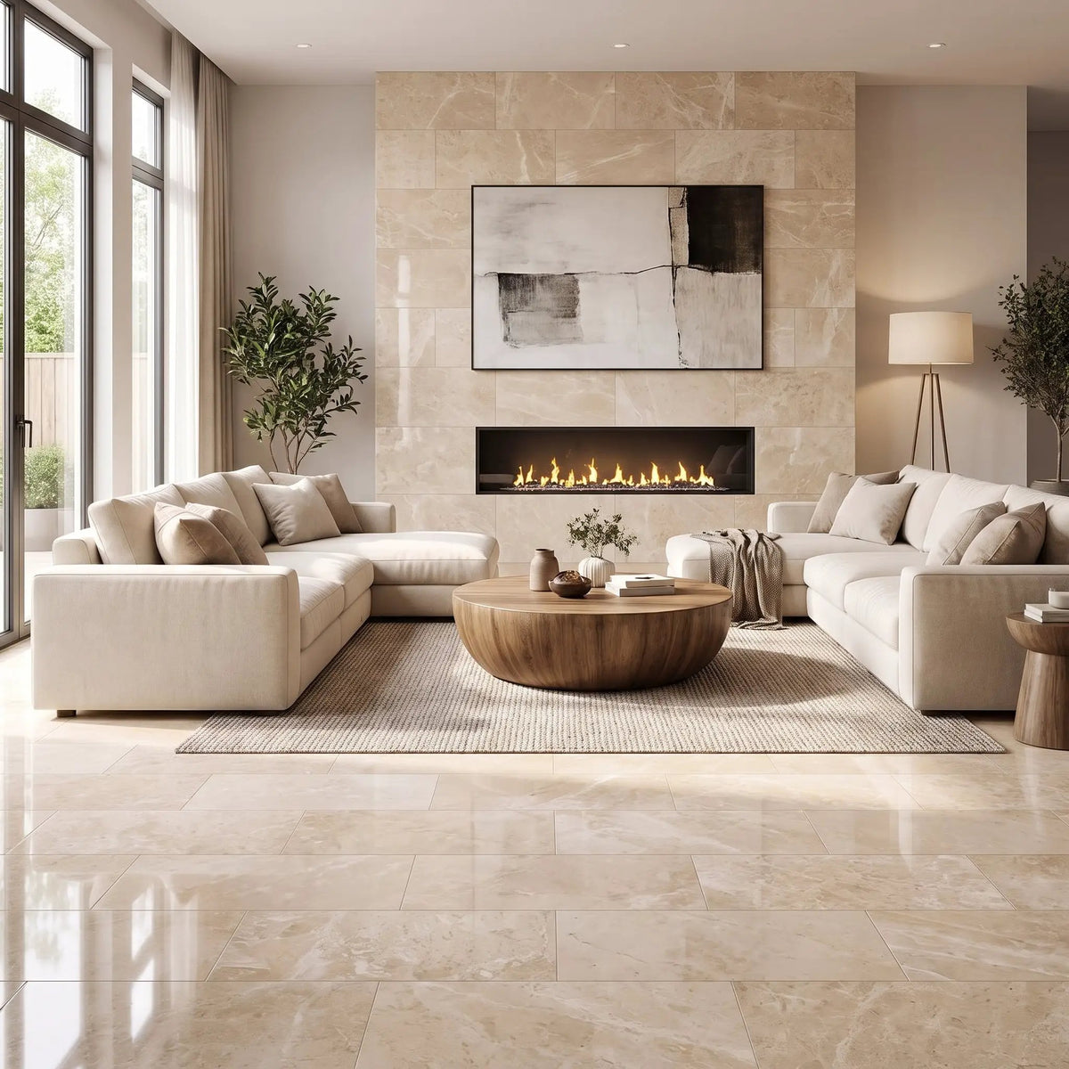 Royal Beige Polished Marble Tiles 12x24 by Stonetiledepot