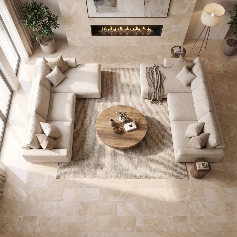 Royal Beige Polished Marble Tiles 12x24 by Stonetiledepot