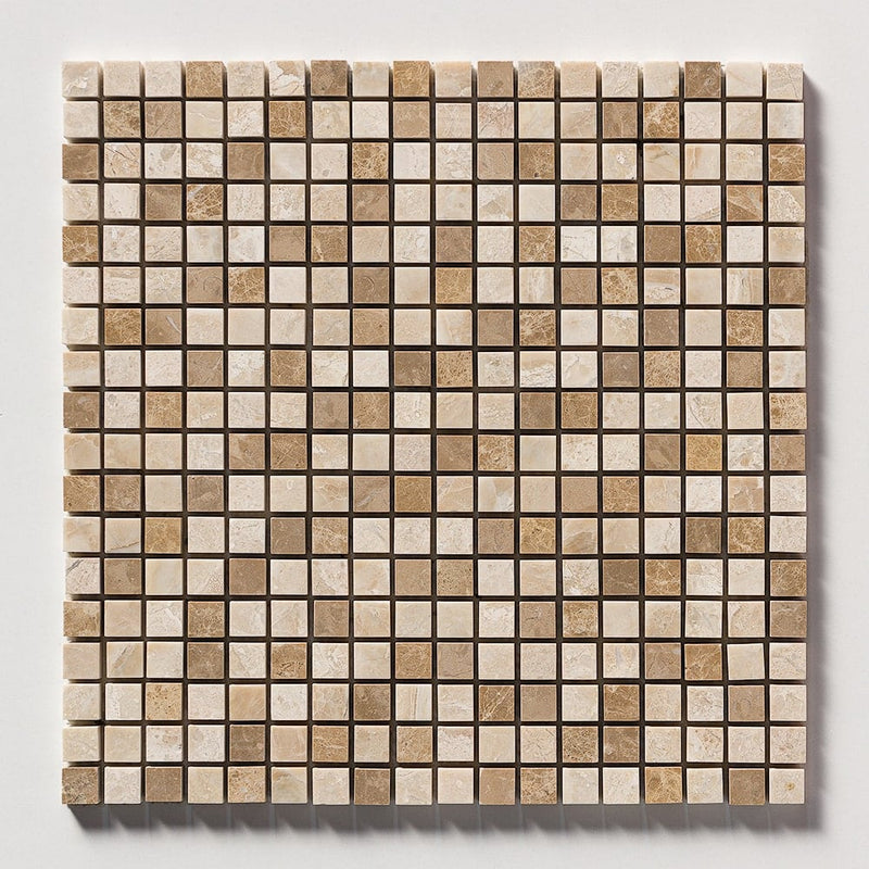 Royal Beige Polished 5/8x5/8 Marble Mosaics 12x12 Marble Polished 12x12 Mosaics