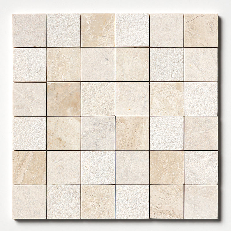 Royal Beige Textured 2x2 Marble Mosaics 12x12 Marble Textured 12x12 Mosaics