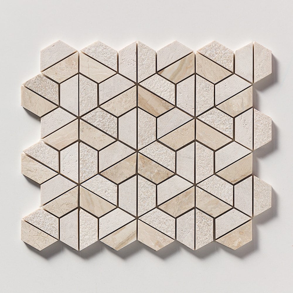 Royal Beige Textured 3d Hexagon Marble Mosaics 10 3/8x12 Marble Textured 12x12 Mosaics