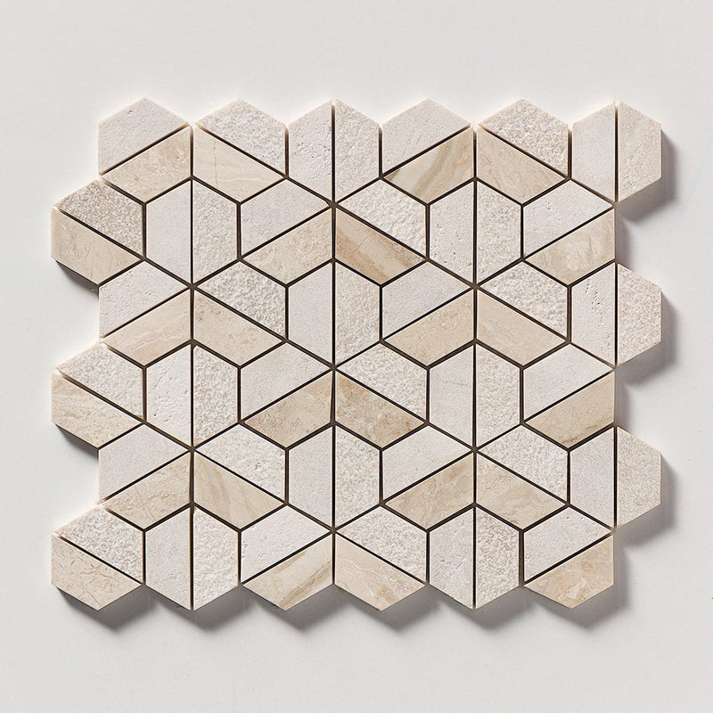 Royal Beige Textured 3d Hexagon Marble Mosaics 10 3/8x12 Marble Textured 12x12 Mosaics