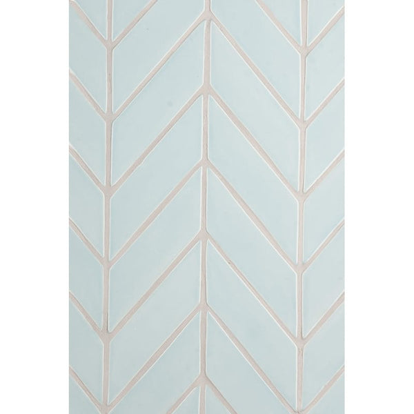Seafoam Glossy Chevron Ceramic Tiles 2x6