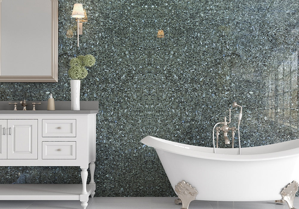 Royal Blue Polished Granite Slab Random room scene