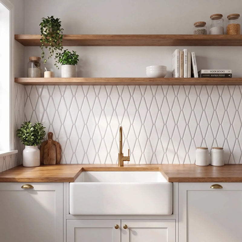 Royal Whi Glo Longest Hexagon 3x7 7/8x3/8 by Stonetiledepot
