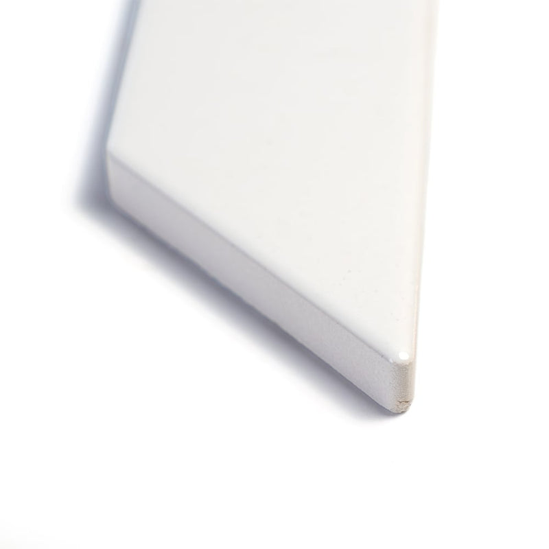 Royal White Glossy Base Trim Ceramic Moldings 4 3/16x6 Ceramic Glossy 6x6 Moldings — 4