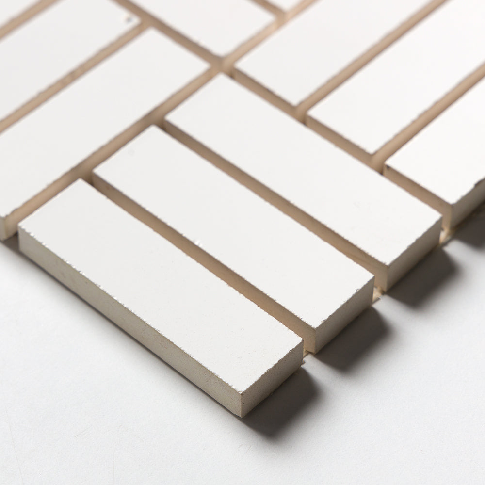 Royal White Glossy Meshed Ceramic Mosaics 12x12 Ceramic Glossy 12x12 Mosaics — 1