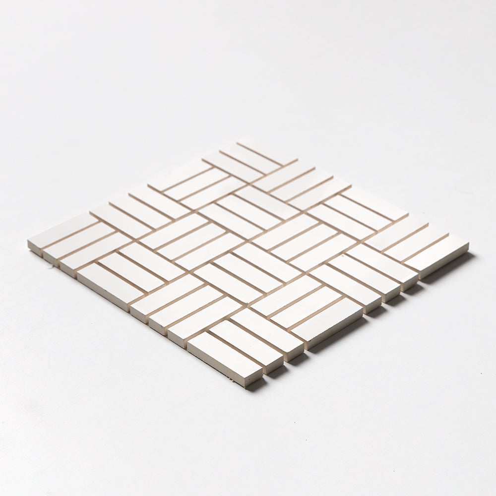 Royal White Glossy Meshed Ceramic Mosaics 12x12 Ceramic Glossy 12x12 Mosaics — 3
