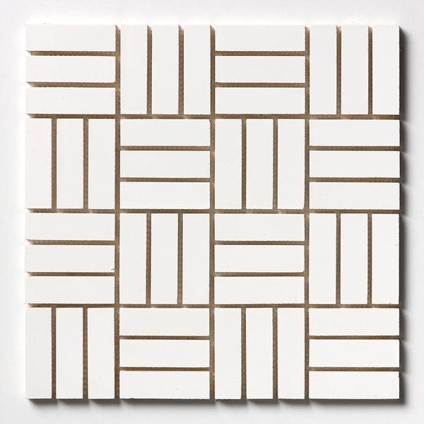 Royal White Glossy Meshed Ceramic Mosaics 12x12