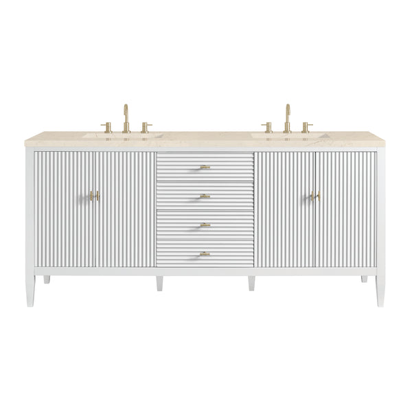 James Martin Myrrin 72" Double Bathroom Vanity, Bright White