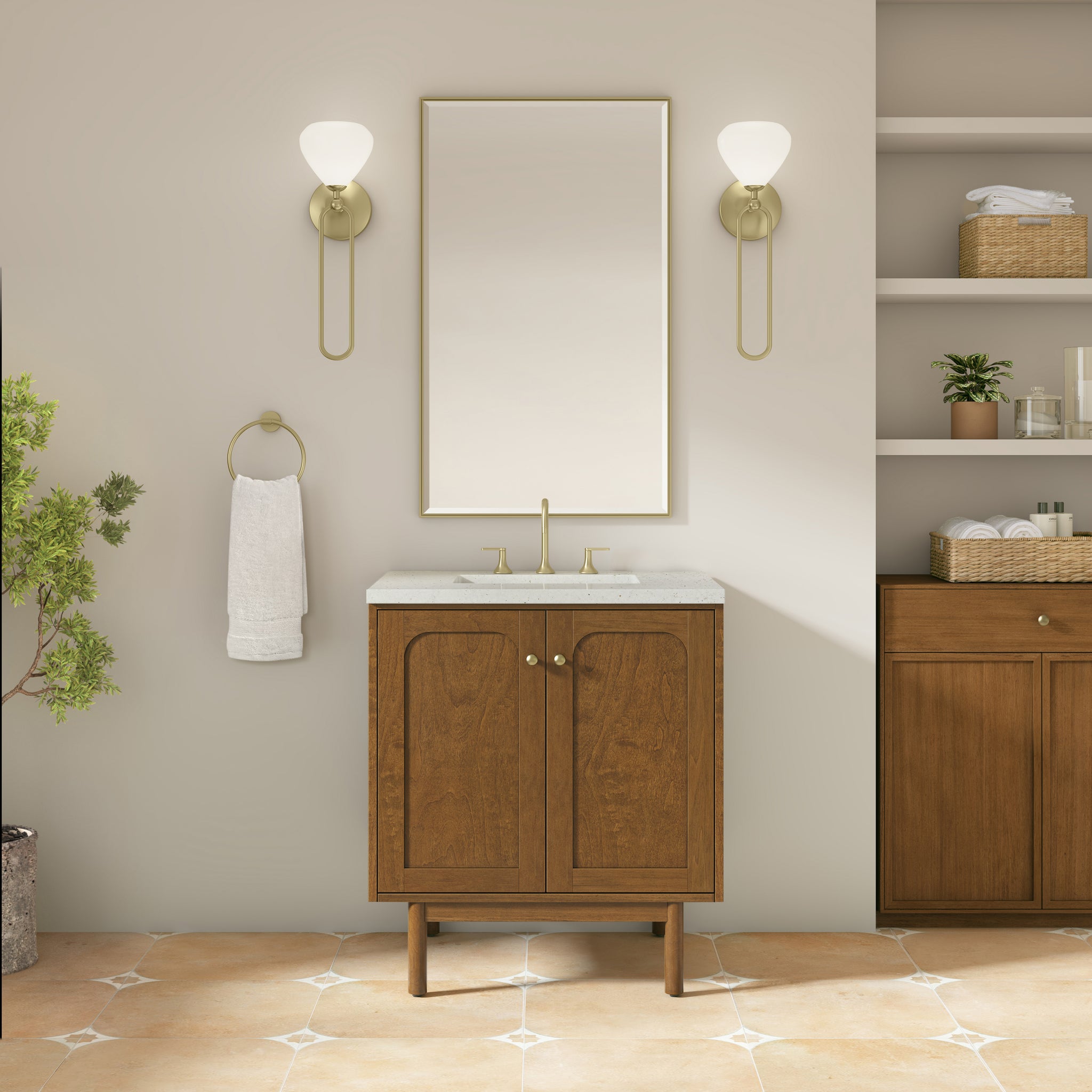 James Martin Laurent 30" Dual Mount Single Bathroom Vanity, Honey Oak, view 26