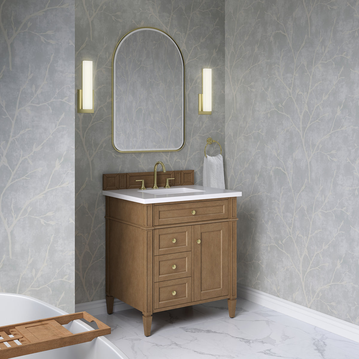 James Martin Brittany 30" Single Bathroom Vanity, Pecan, view 31
