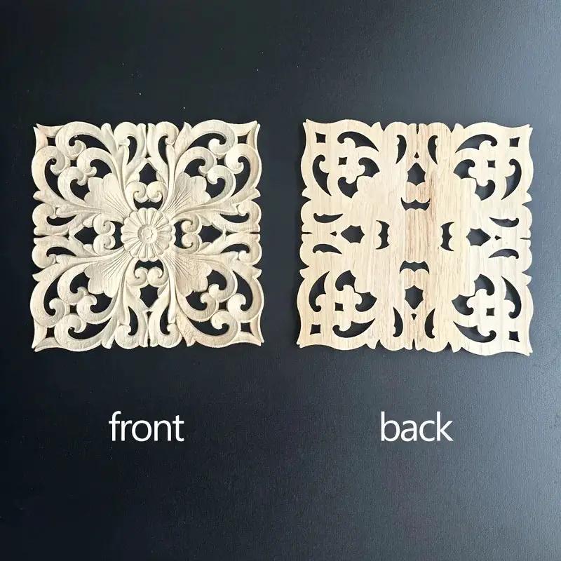 Rubberwood Wall Plaque with Intricate Floral Carvings, Natural Wooden Decor by House Of Avana