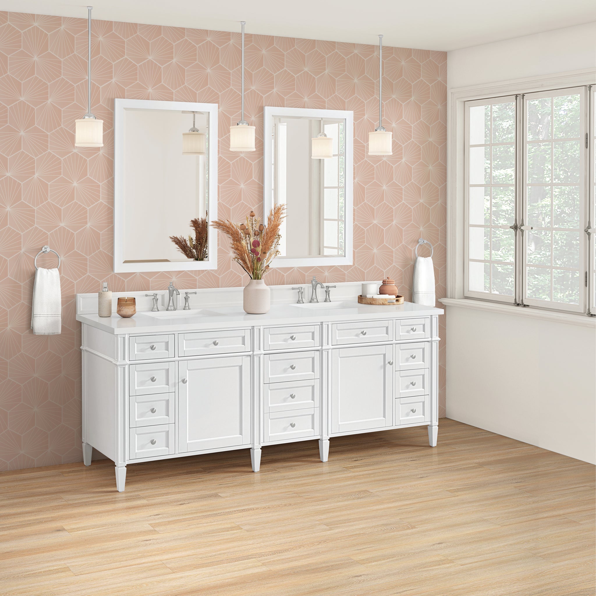 James Martin Brittany 84" Double Bathroom Vanity, Bright White by James Martin
