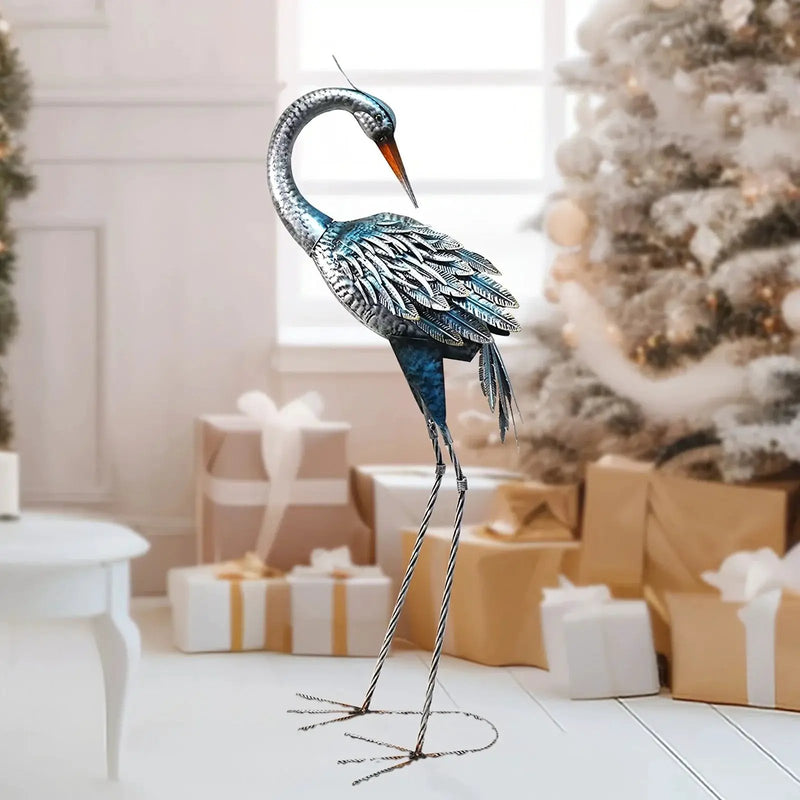 Modern Blue Heron Garden Statue for Outdoor & Patio Decor by House Of Avana