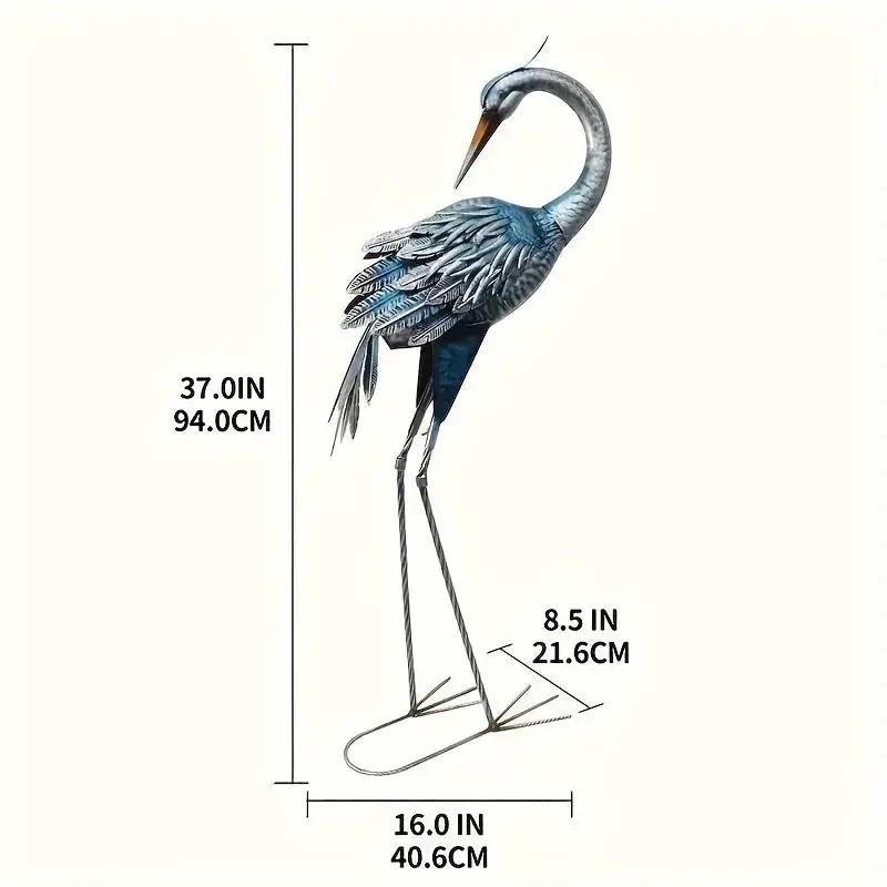 Modern Blue Heron Garden Statue for Outdoor & Patio Decor by House Of Avana