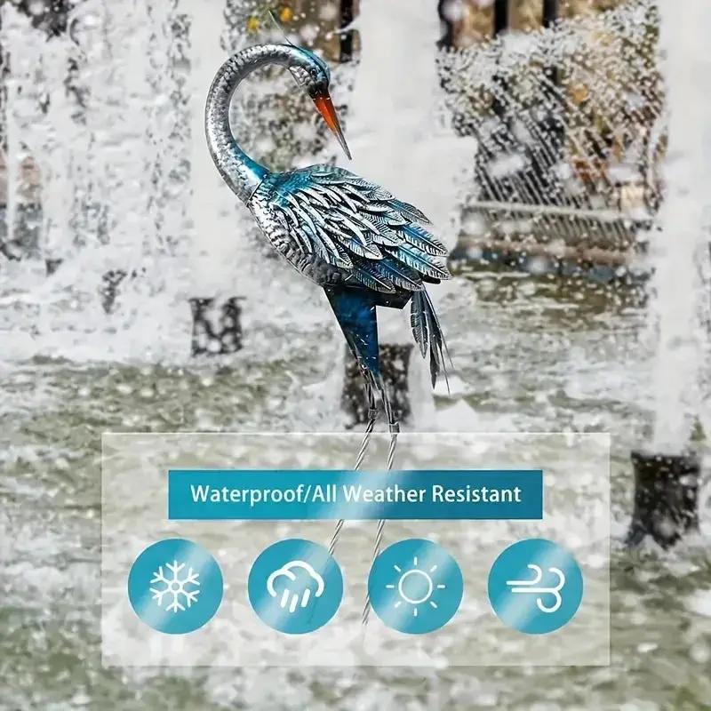 Modern Blue Heron Garden Statue for Outdoor & Patio Decor by House Of Avana