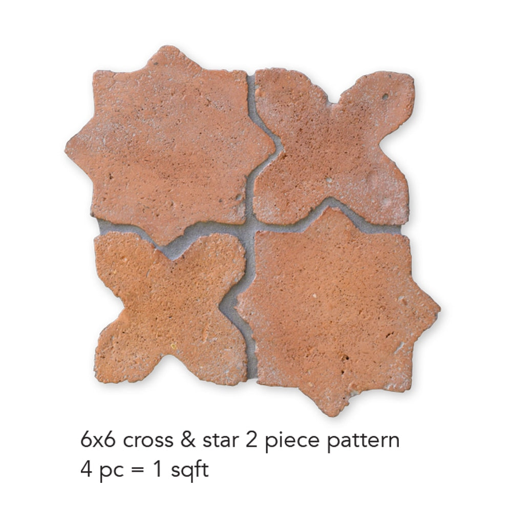 Rustic Cotto Natural Cross Terracotta Tiles 6x6 Terracotta Natural 6x6 Tiles — 3