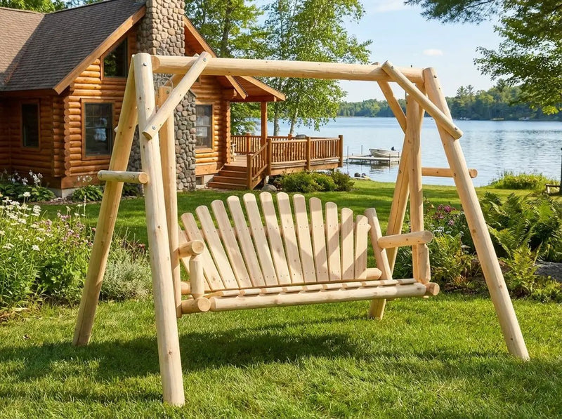 Rustic Log Swing Set by Cedar Creek Rustic Furniture