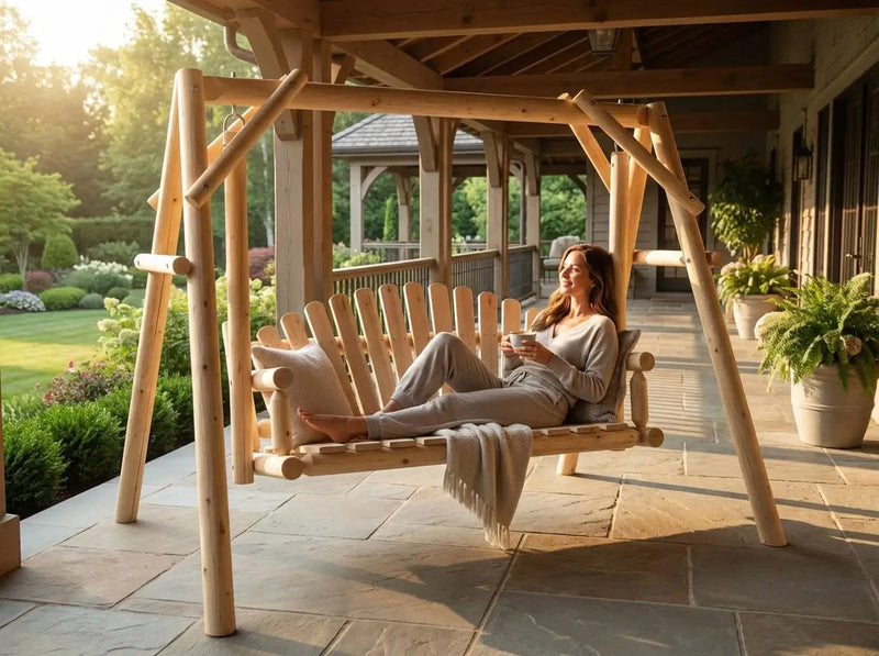 Rustic Log Swing Set by Cedar Creek Rustic Furniture