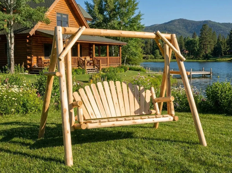 Rustic Log Swing Set by Cedar Creek Rustic Furniture