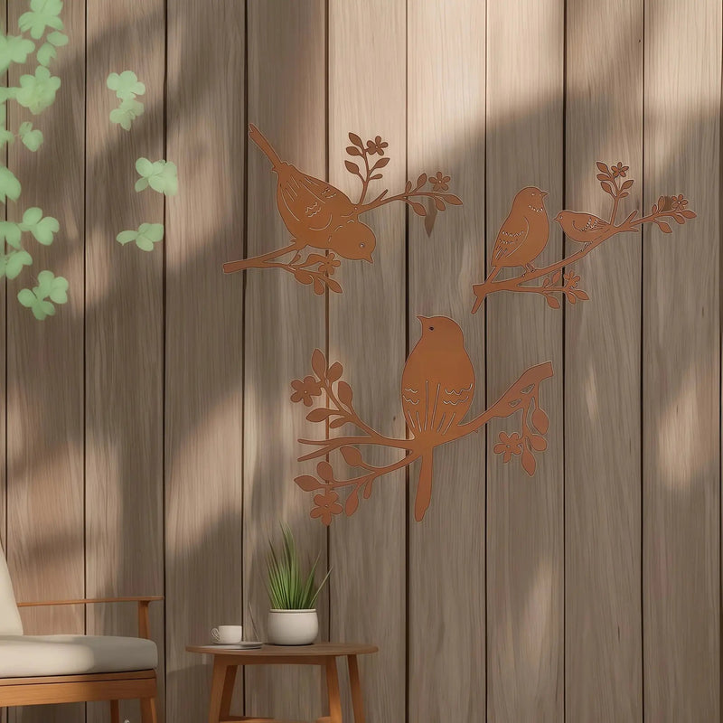Rustic Metal Bird Wall Decor, 3D Silhouette, 3pcs Set by House Of Avana