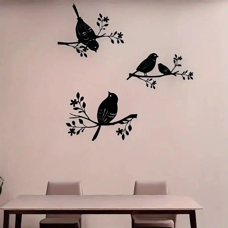Rustic Metal Bird Wall Decor, 3D Silhouette, 3pcs Set by House Of Avana