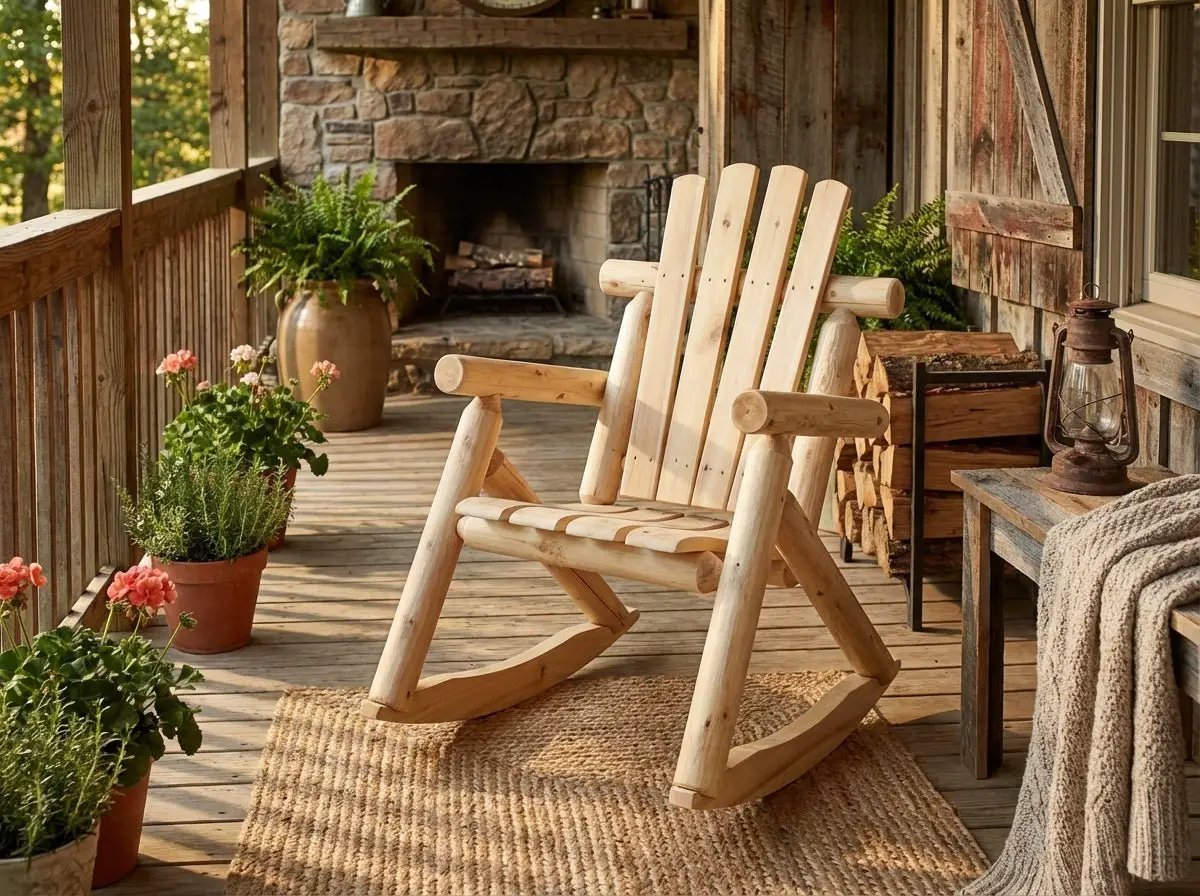 Rustic Outdoor Log Rocking Chair by Cedar Creek Rustic Furniture