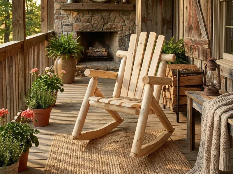 Rustic Outdoor Log Rocking Chair by Cedar Creek Rustic Furniture