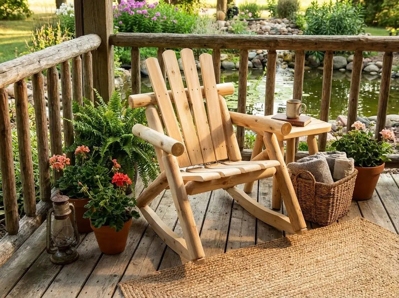 Rustic Outdoor Log Rocking Chair by Cedar Creek Rustic Furniture