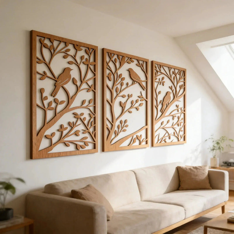 Rustic Wood Branch with Birds Wall Art by House Of Avana