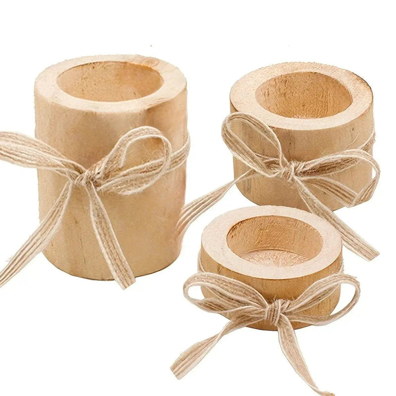Rustic Wooden Candle Holders and Planters for Home Decor by House Of Avana