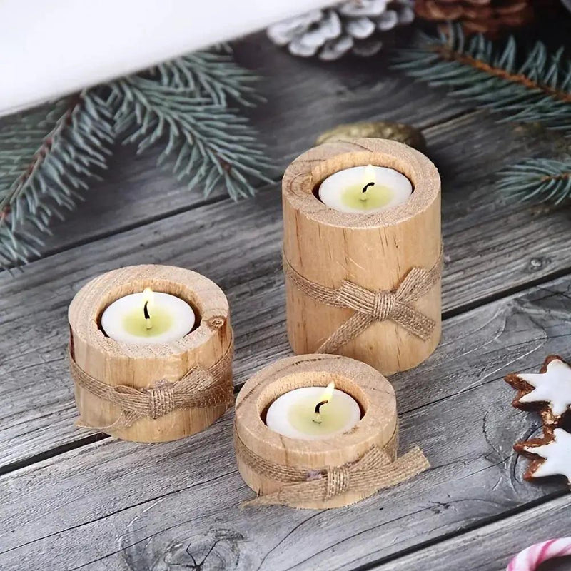 Rustic Wooden Candle Holders and Planters for Home Decor by House Of Avana