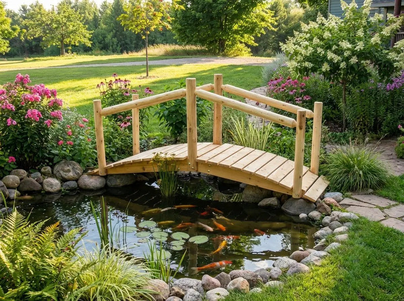 Rustic Wooden Garden Bridge by Cedar Creek Rustic Furniture
