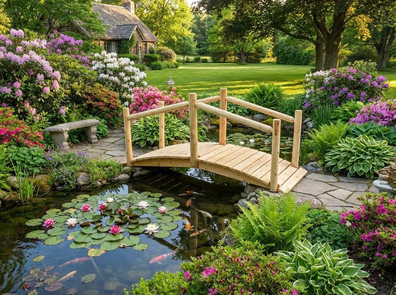 Rustic Wooden Garden Bridge by Cedar Creek Rustic Furniture