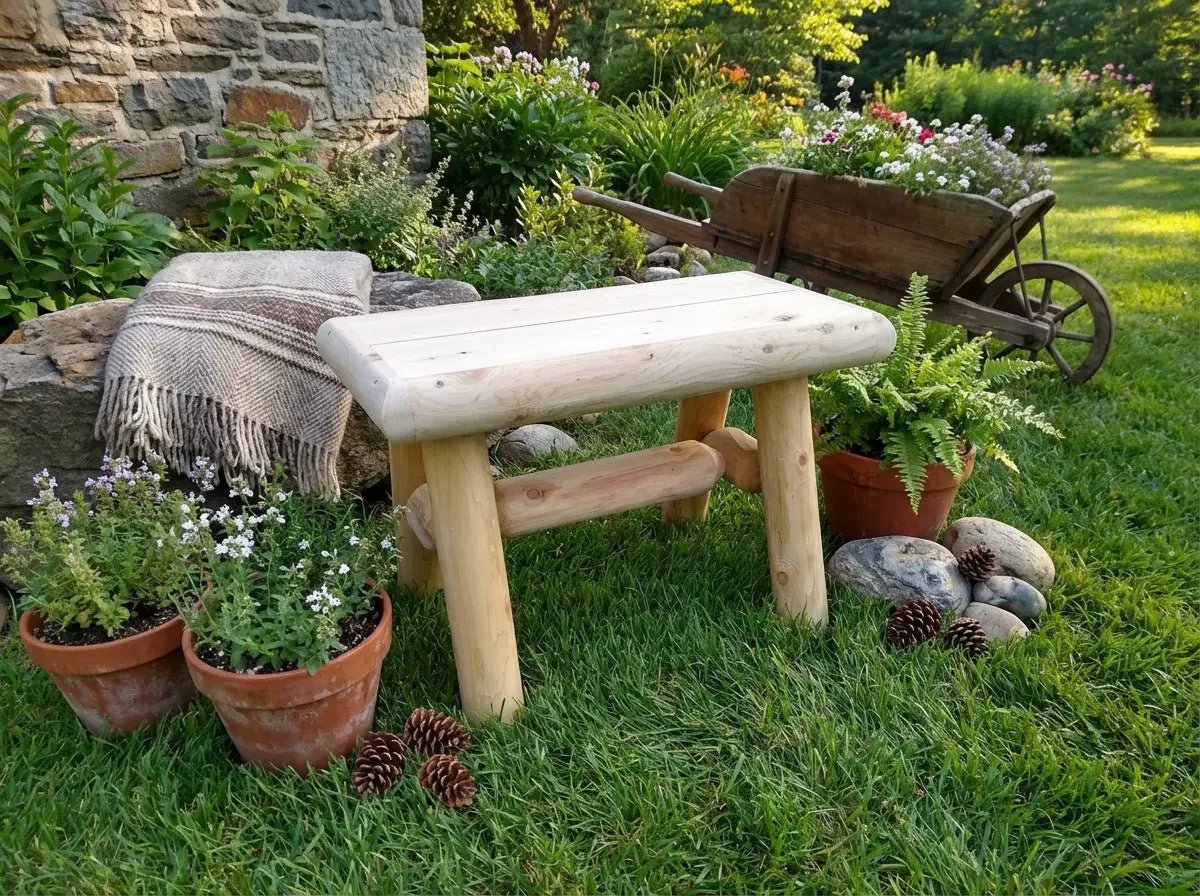 Rustic Wooden Outdoor Garden Bench by Cedar Creek Rustic Furniture