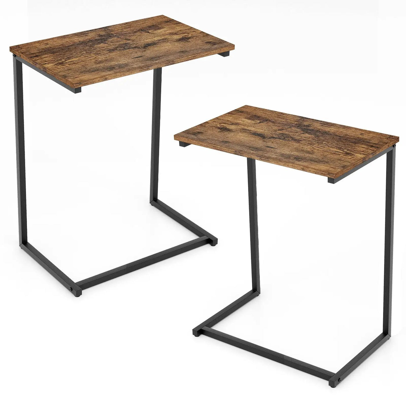 C-shaped Industrial End Table with Metal Frame by DirectDeals