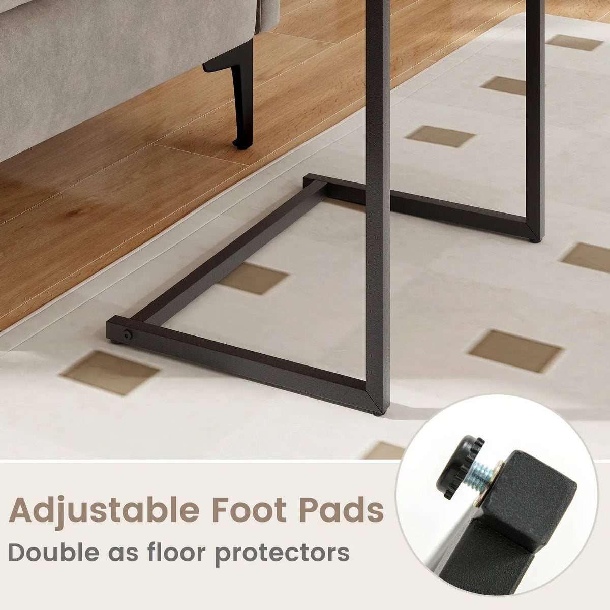 C-shaped Industrial End Table with Metal Frame by DirectDeals