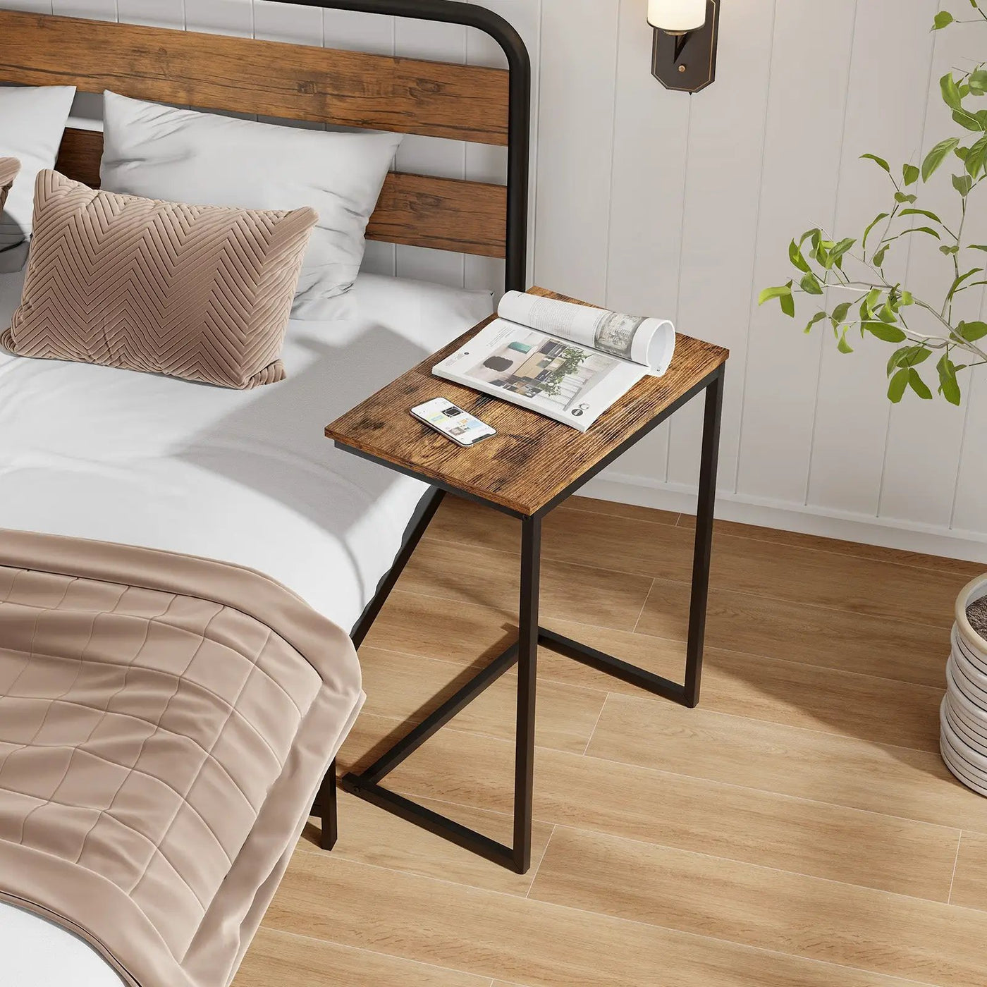 C-shaped Industrial End Table with Metal Frame by DirectDeals