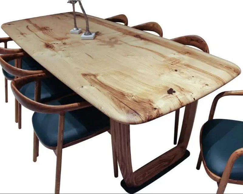 Rustic Solid Chestnut Wood Dining Table with Chestnut Legs by Gizz